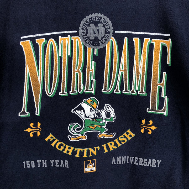 TEAM EDITION Notre Dame Fighting Irish College Character Sweatshirt, Made in USA cotton navy blue type Vintage Second Hand