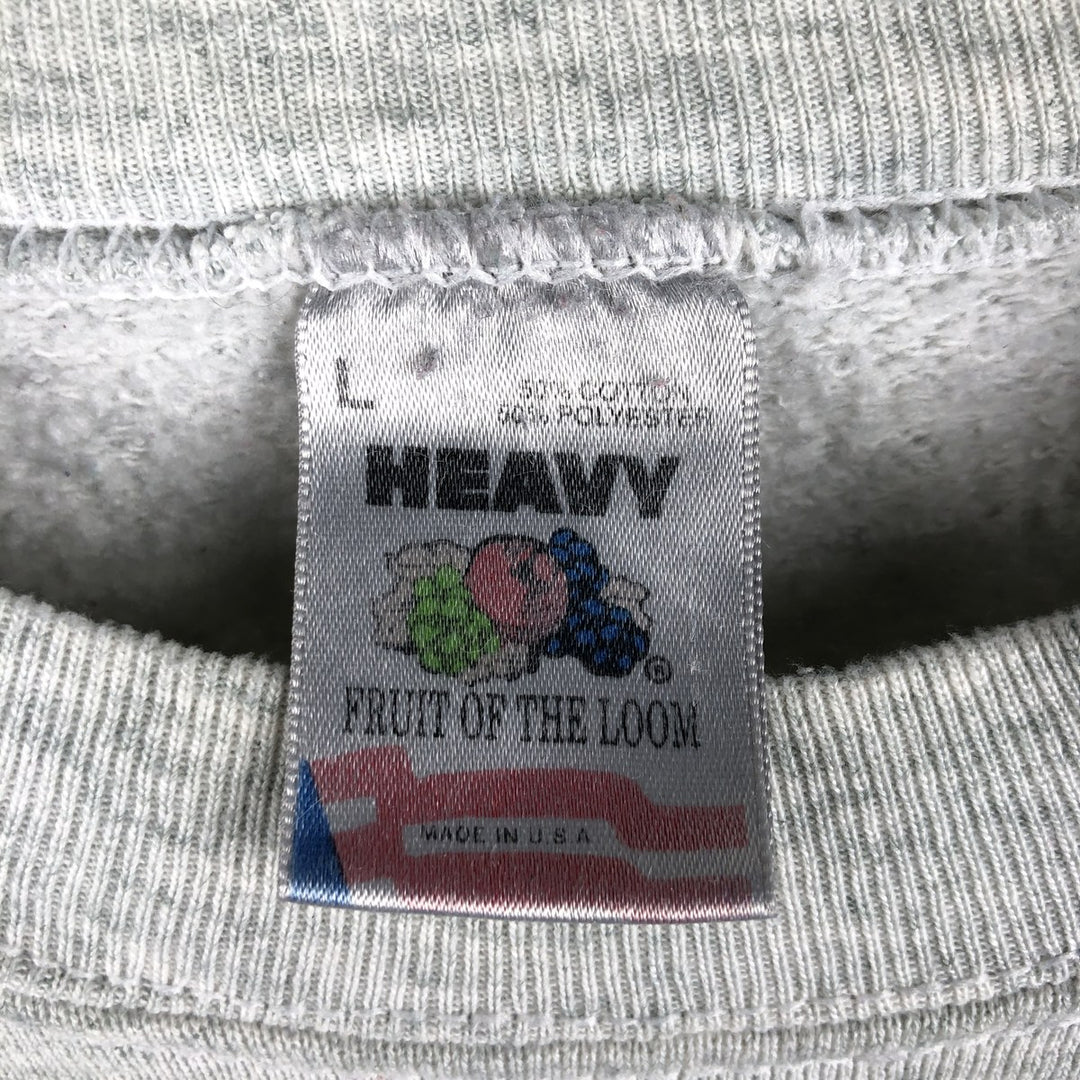 Vintage 90'S Fruit of the Loom Heavy College Character Sweatshirt, Made in USA, Men's Size L cotton gray type Vintage Second Hand