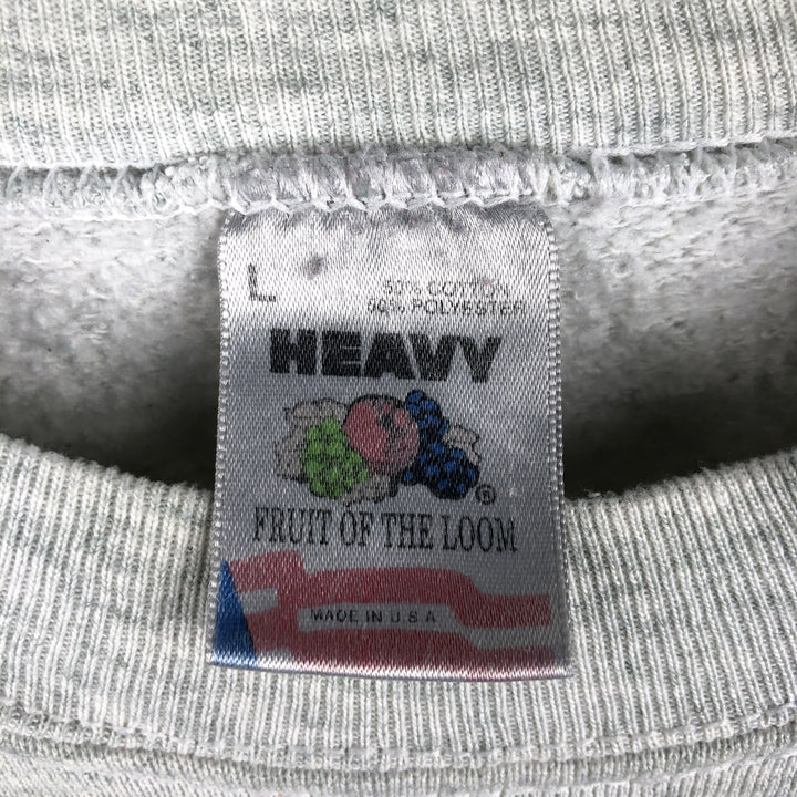 Vintage 90'S Fruit of the Loom Heavy College Character Sweatshirt, Made in USA, Men's Size L cotton gray type Vintage Second Hand