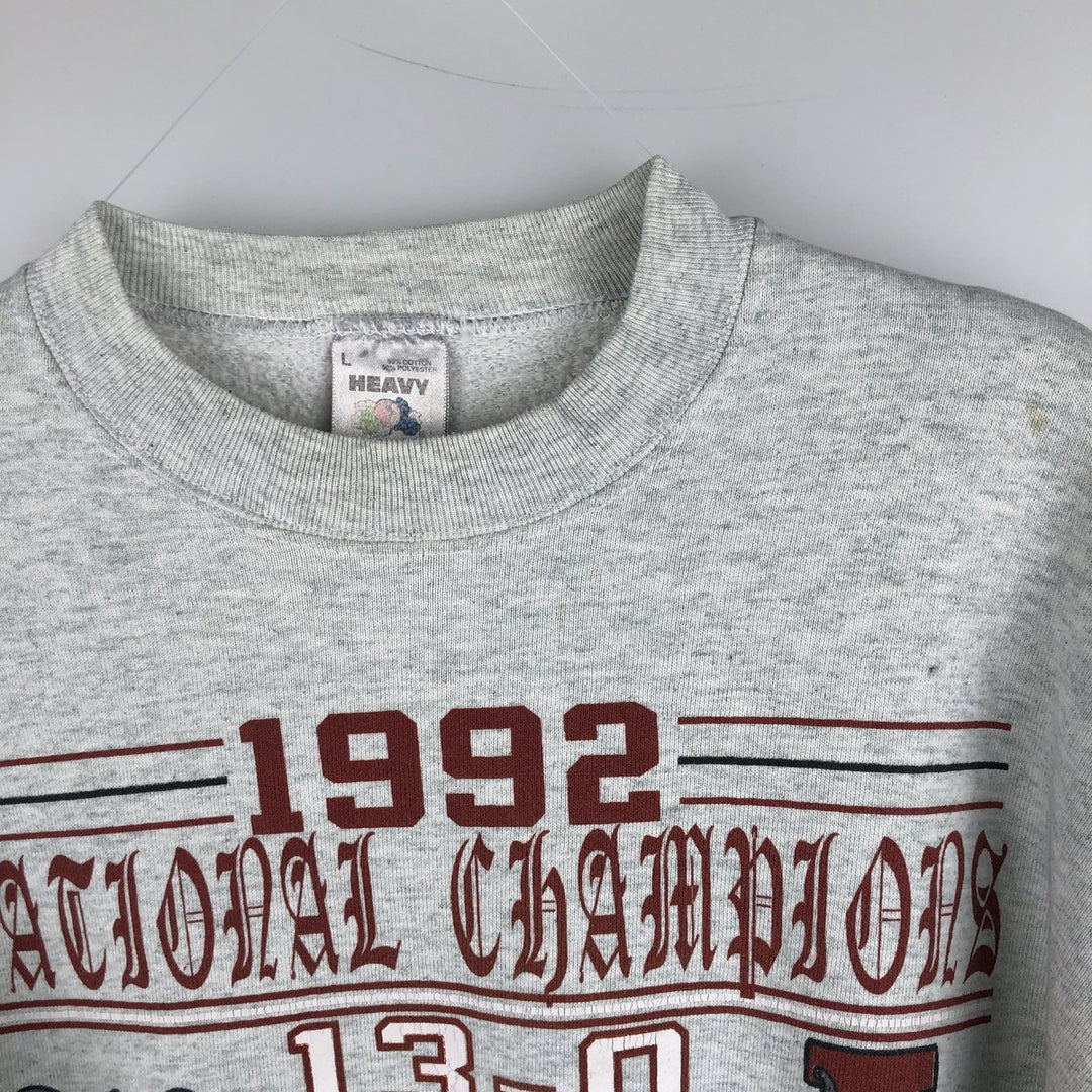 Vintage 90'S Fruit of the Loom Heavy College Character Sweatshirt, Made in USA, Men's Size L cotton gray type Vintage Second Hand