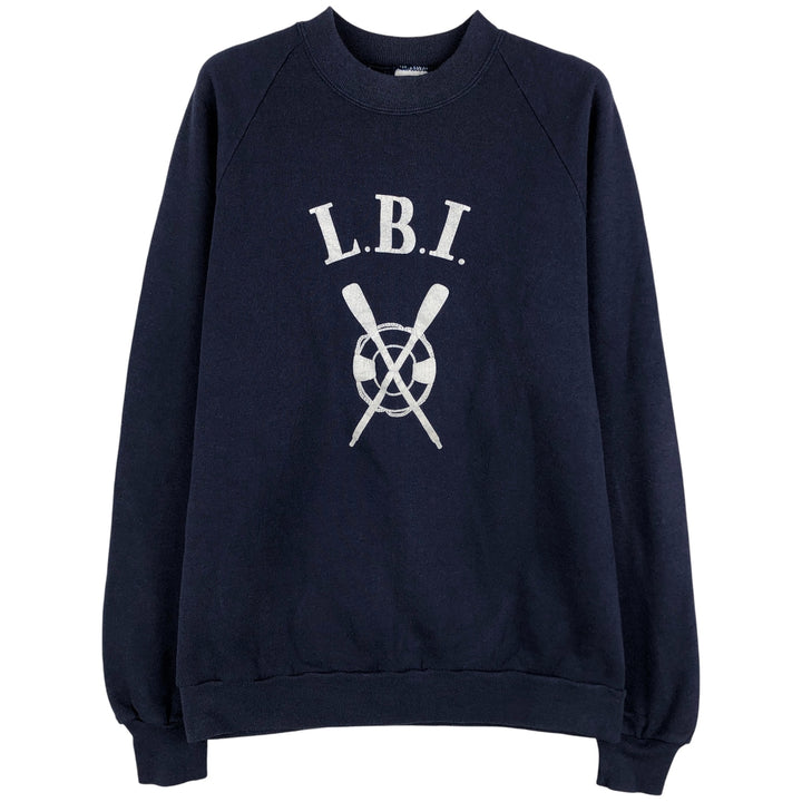 Vintage 80s-90'S Jerzees printed sweatshirt, sweatshirt, made in USA, men's size L cotton navy blue type Vintage Second Hand