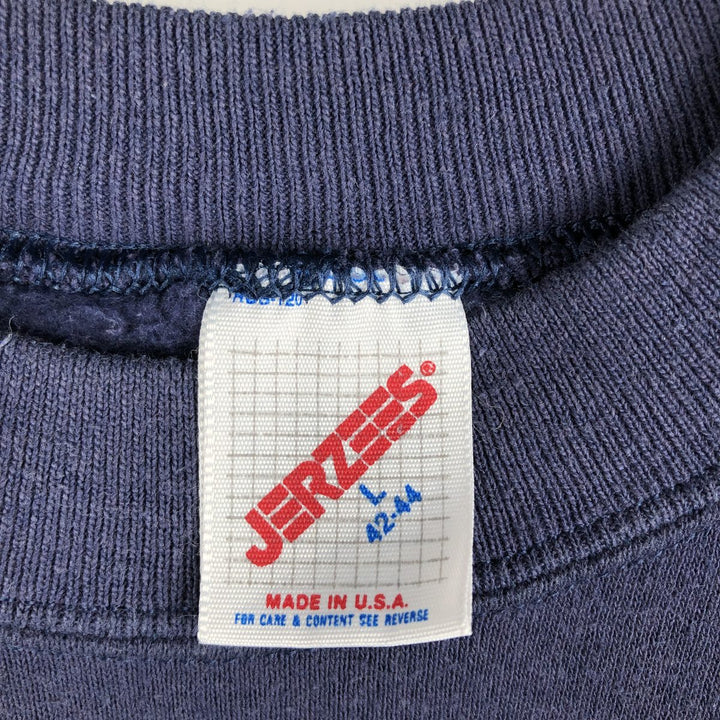 Vintage 80s-90'S Jerzees printed sweatshirt, sweatshirt, made in USA, men's size L cotton navy blue type Vintage Second Hand