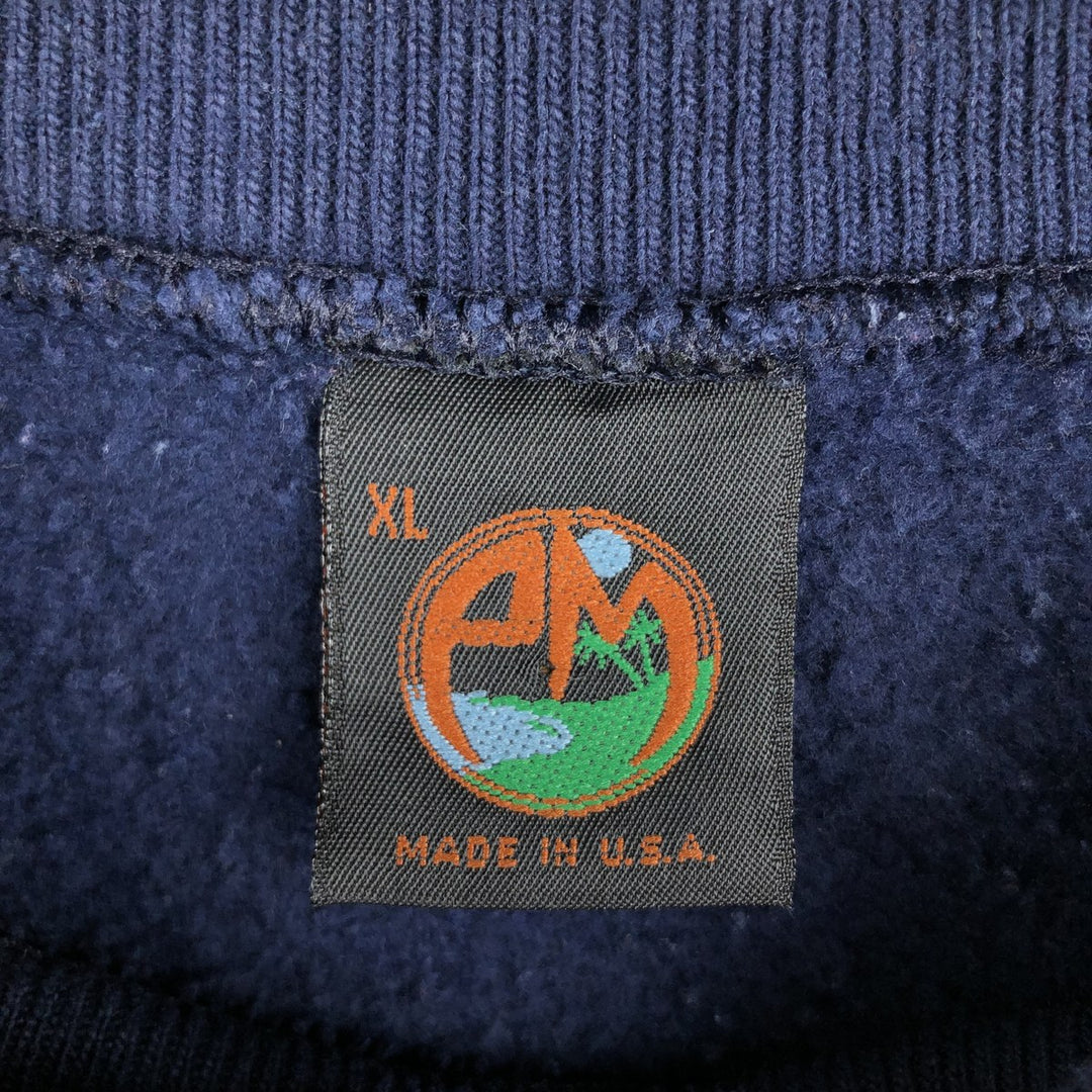 Vintage 90'S PM College Character Sweatshirt, Made in USA, Men's XL polyester navy blue type Vintage Second Hand