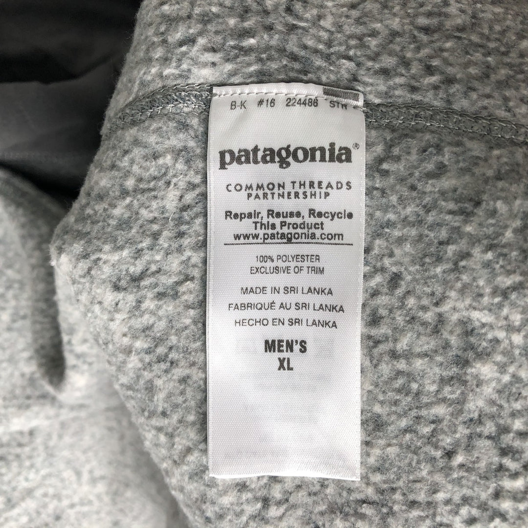 Patagonia Better Sweater Jacket 25527FA15 Half-Zip Fleece Pullover, Men's XL polyester gray type Vintage Second Hand