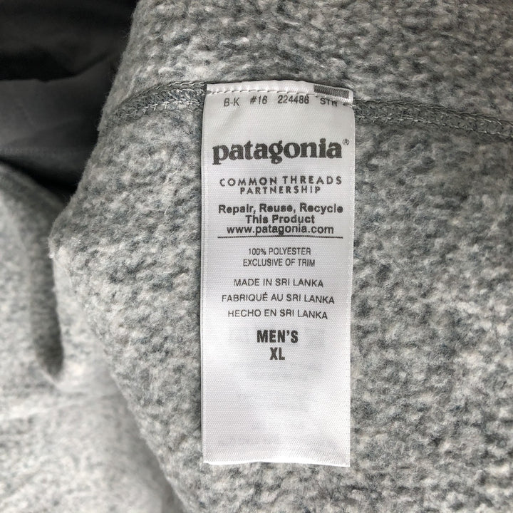 Patagonia Better Sweater Jacket 25527FA15 Half-Zip Fleece Pullover, Men's XL polyester gray type Vintage Second Hand