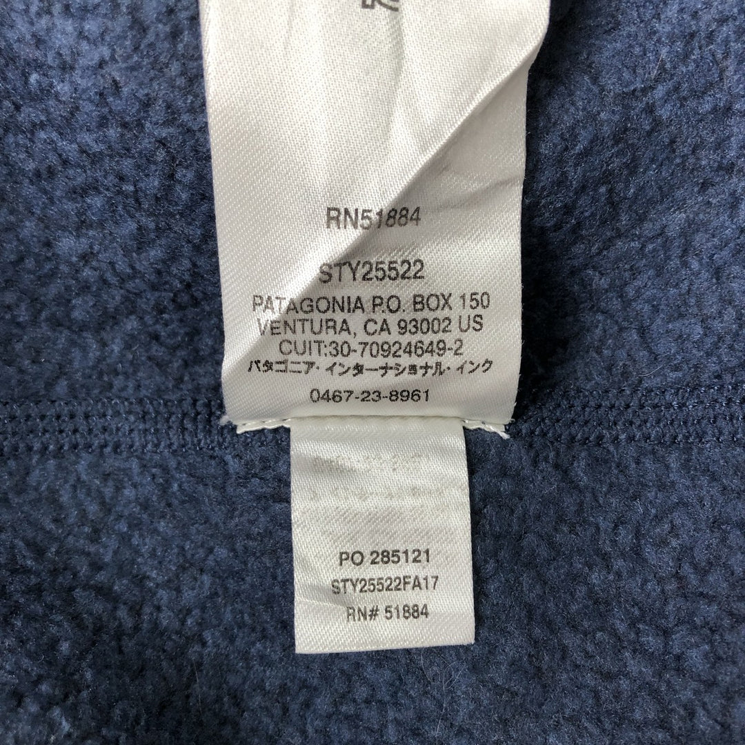 Patagonia Better Sweater Jacket 25522FA17 Half-Zip Fleece Pullover, Men's Size L polyester navy blue type Vintage Second Hand