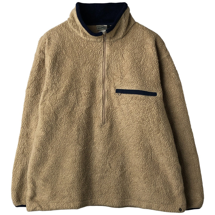 1990'S LLBean Half-Zip Fleece Pullover, Men's Size L, Vintage unclear Beige type Vintage Second Hand