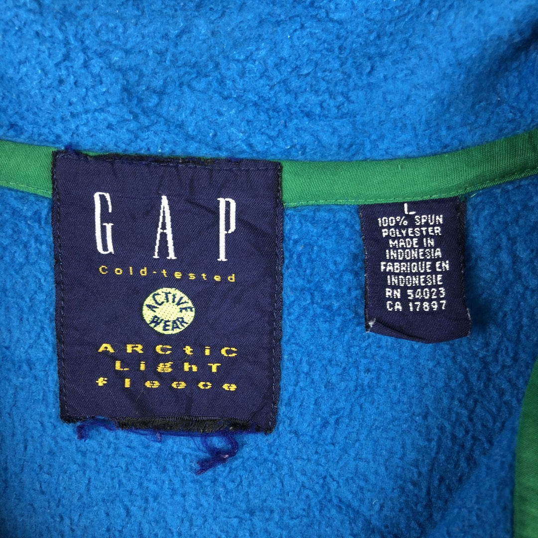 90'S GAP Vintage Half-Zip Fleece Pullover, Men's Size L polyester turquoise blue Vintage Second Hand
