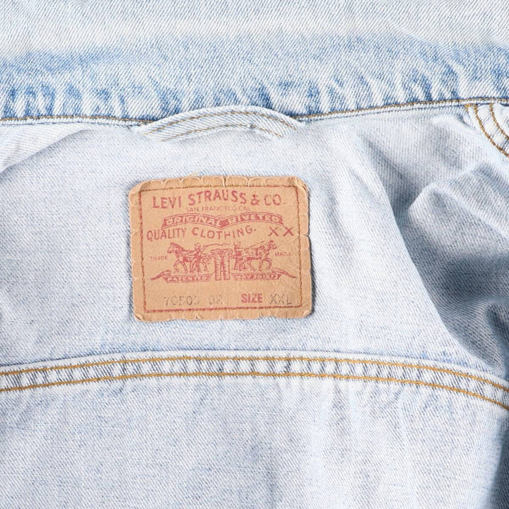 90'S Levi's 70503-0210 Denim Jacket, Men's XXL, Vintage cotton blue type Vintage Second Hand