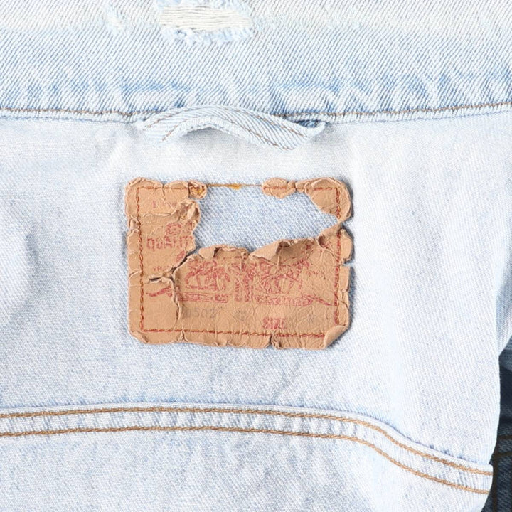 90'S Levi's 70503-0213 Euro Model Denim Jacket, Made in Italy, Men's Size Medium, Vintage cotton Blue type light blue Vintage Second Hand