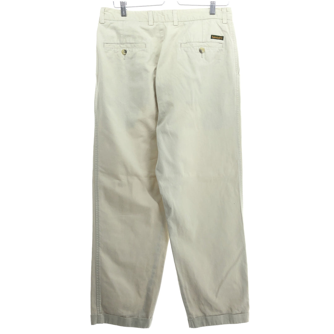 90'S Timberland WEATHERGEAR Two-pleat Chino Pants Men's W34 Vintage cotton Beige type Vintage Second Hand