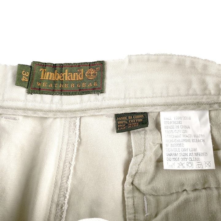 90'S Timberland WEATHERGEAR Two-pleat Chino Pants Men's W34 Vintage cotton Beige type Vintage Second Hand