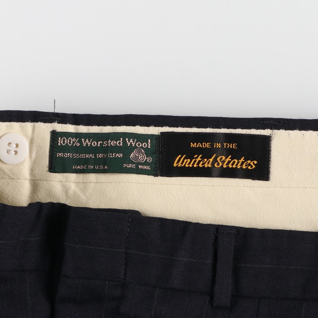 70s~80'S Deansgate Stripe Pattern Two-pleat Wool Pants Slacks Made in USA Men's W34 Vintage /eaa460032