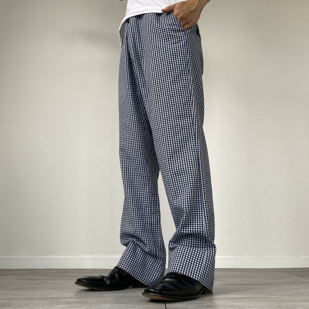 70'S Gingham Check Seersucker Slacks Pants Men's W36 Vintage / eaa460034