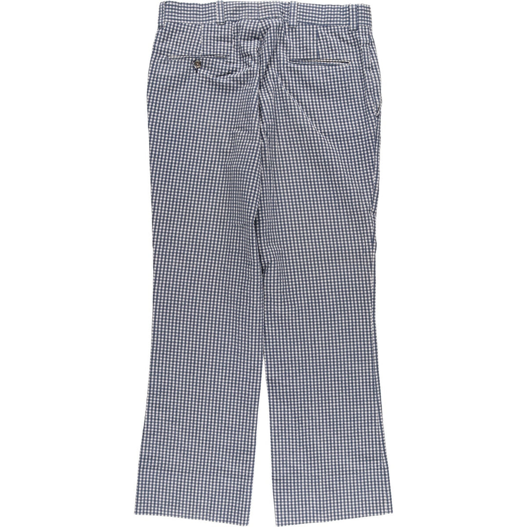 70'S Gingham Check Seersucker Slacks Pants Men's W36 Vintage / eaa460034