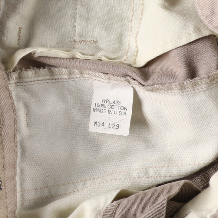 90'S Levi's Classic Fit Two-pleat Chino Pants, Made in USA, Men's, W34, Vintage cotton beige type brown Vintage Second Hand