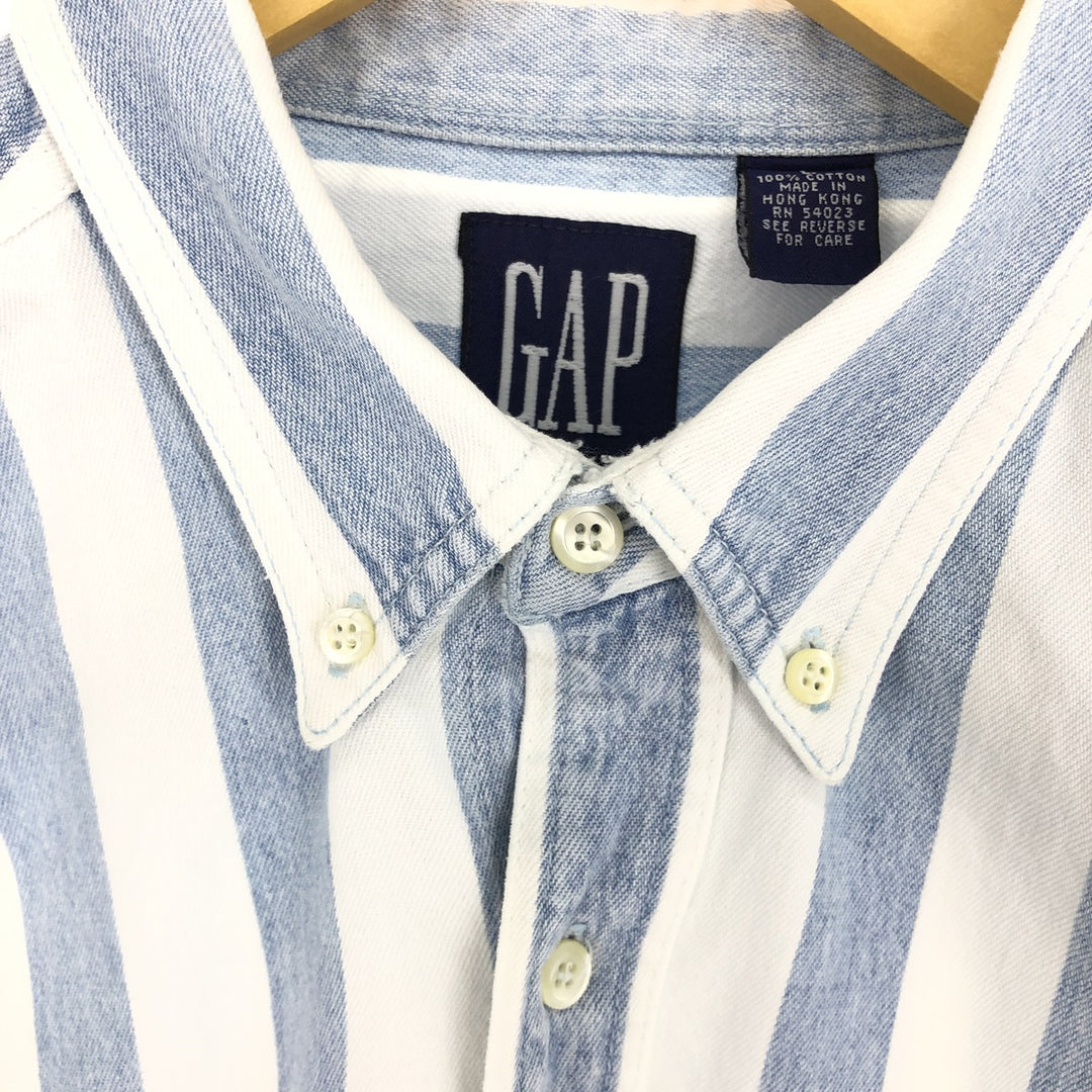 90'S GAP Stripe Pattern Long Sleeve Button Down Denim Shirt Men's XL Vintage /eaa460070