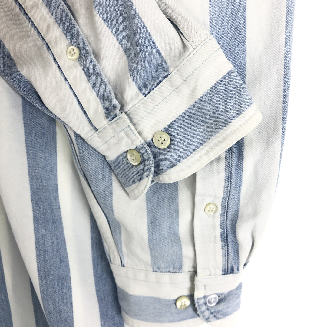 90'S GAP Stripe Pattern Long Sleeve Button Down Denim Shirt Men's XL Vintage /eaa460070