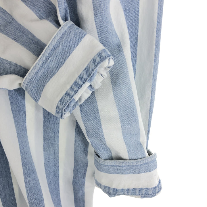 90'S GAP Stripe Pattern Long Sleeve Button Down Denim Shirt Men's XL Vintage /eaa460070