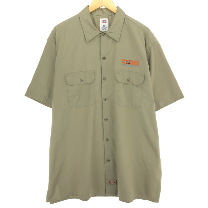 Dickies Short Sleeve Work Shirt, Men's XL polyester beige type brown Vintage Second Hand
