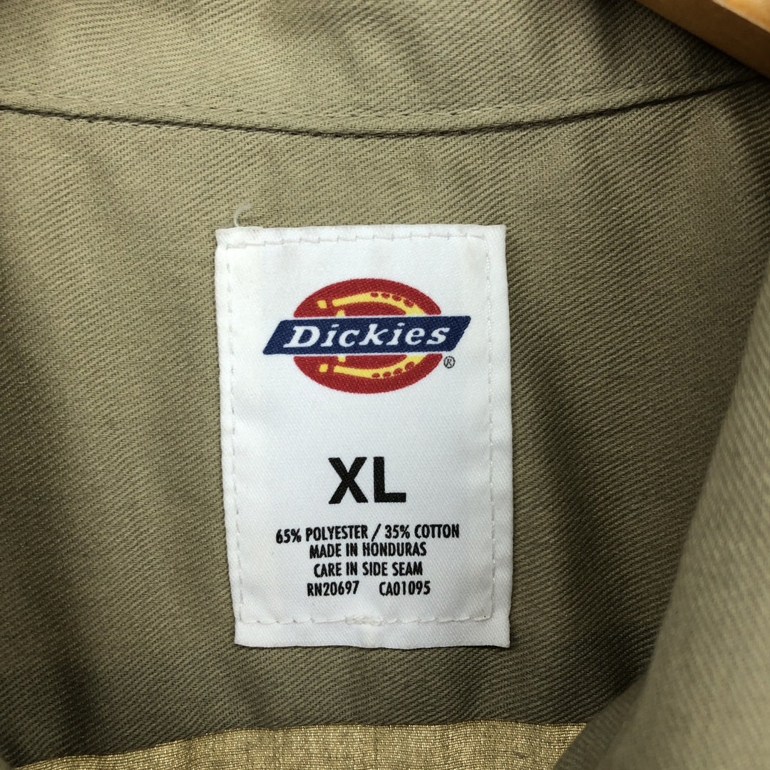 Dickies Short Sleeve Work Shirt, Men's XL polyester beige type brown Vintage Second Hand