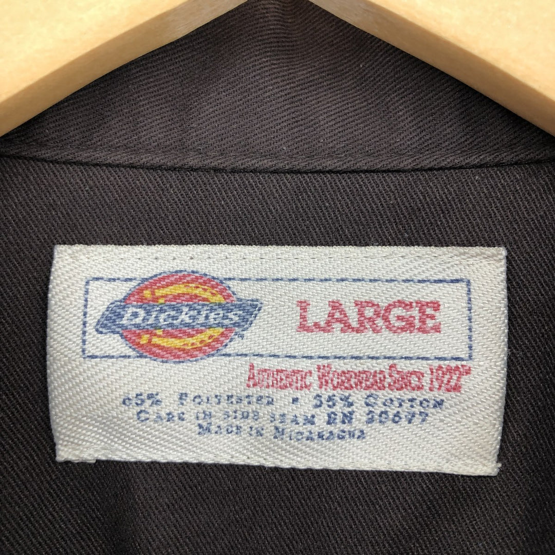 Dickies Short Sleeve Work Shirt, Men's L polyester brown type Vintage Second Hand