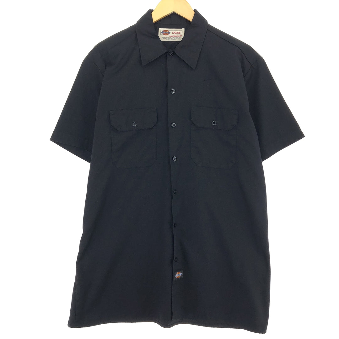 Dickies Short Sleeve Work Shirt, Men's L polyester black type Vintage Second Hand