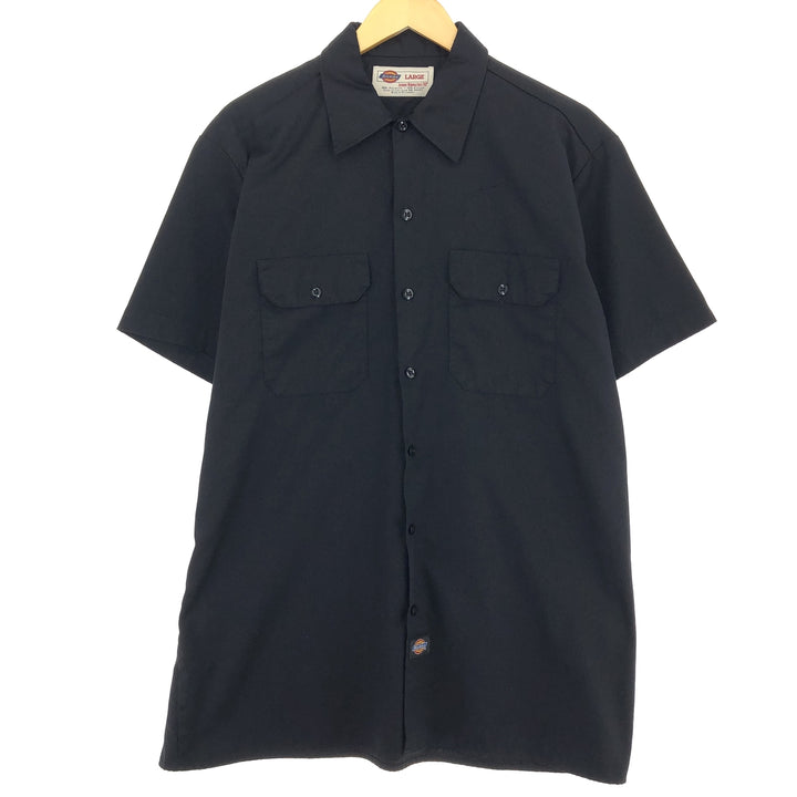 Dickies Short Sleeve Work Shirt, Men's L polyester black type Vintage Second Hand