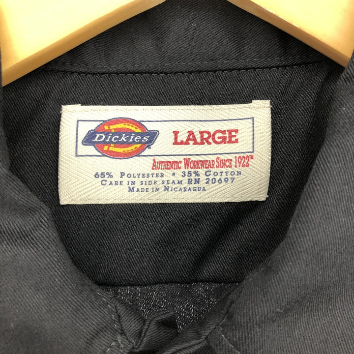 Dickies Short Sleeve Work Shirt, Men's L polyester black type Vintage Second Hand