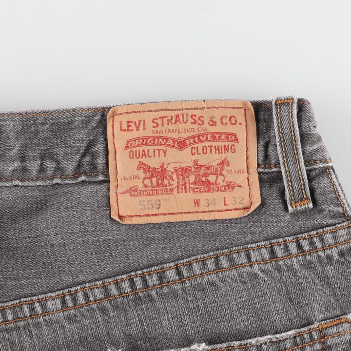 00'S Levi's 559 RELAXED STRAIGHT yarn-dyed black denim straight denim pants men's w32 /eaa460360