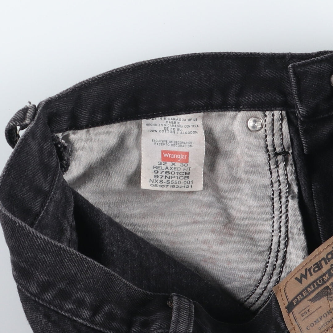 Wrangler RELAXED FIT Black Denim Straight Denim Pants Men's w33 cotton black type Vintage Second Hand