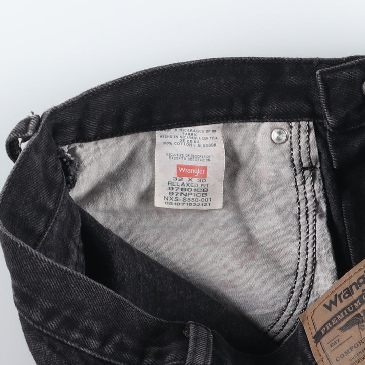 Wrangler RELAXED FIT Black Denim Straight Denim Pants Men's w33 cotton black type Vintage Second Hand