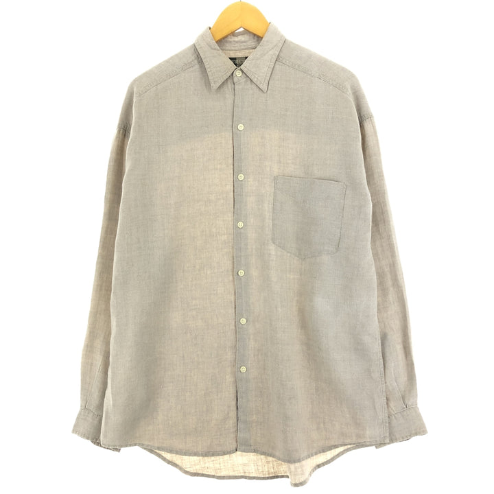 STRUCTURE Long Sleeve Linen Shirt Men's M /eaa460445