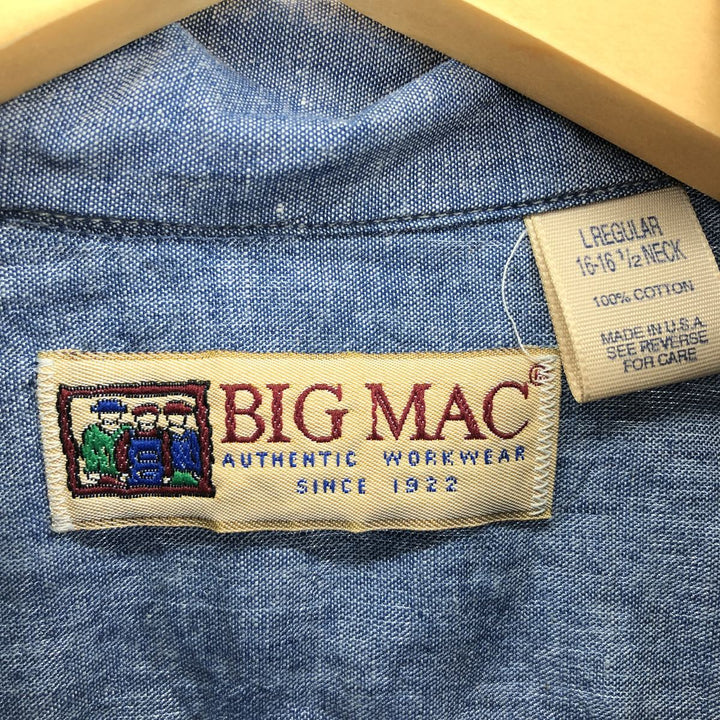 90'S BIG MAC Chambray Short Sleeve Work Shirt Made in USA Men's L Vintage /eaa460492