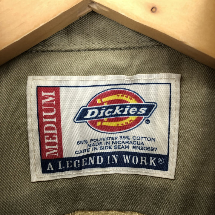 Dickies Short Sleeve Work Shirt, Men's M polyester Beige type Vintage Second Hand
