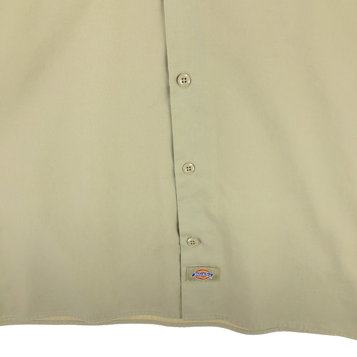 Dickies Short Sleeve Work Shirt, Men's M polyester Beige type Vintage Second Hand