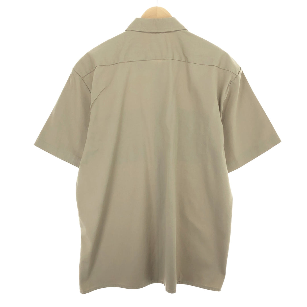 Dickies Short Sleeve Work Shirt, Men's L polyester Beige type Vintage Second Hand