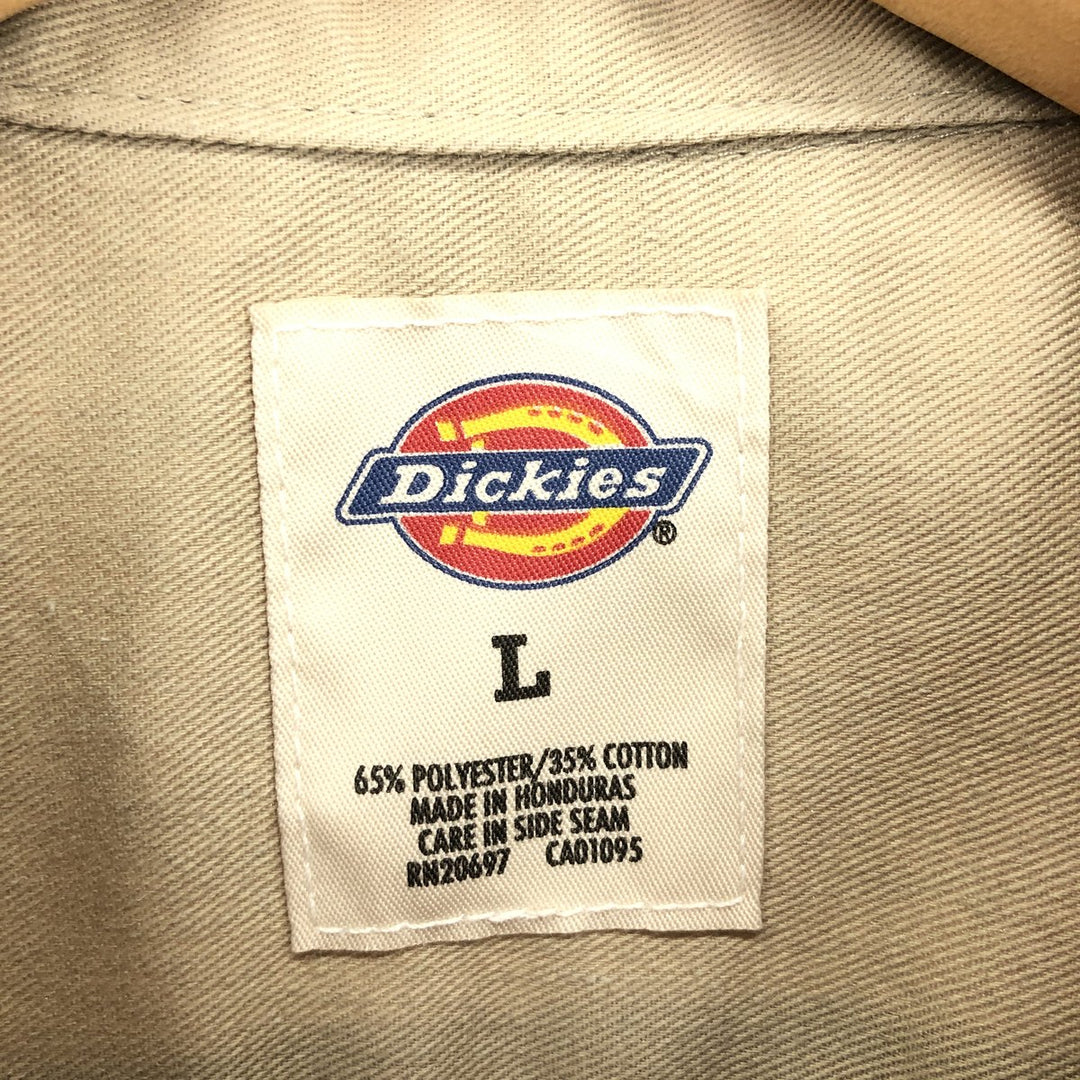 Dickies Short Sleeve Work Shirt, Men's L polyester Beige type Vintage Second Hand