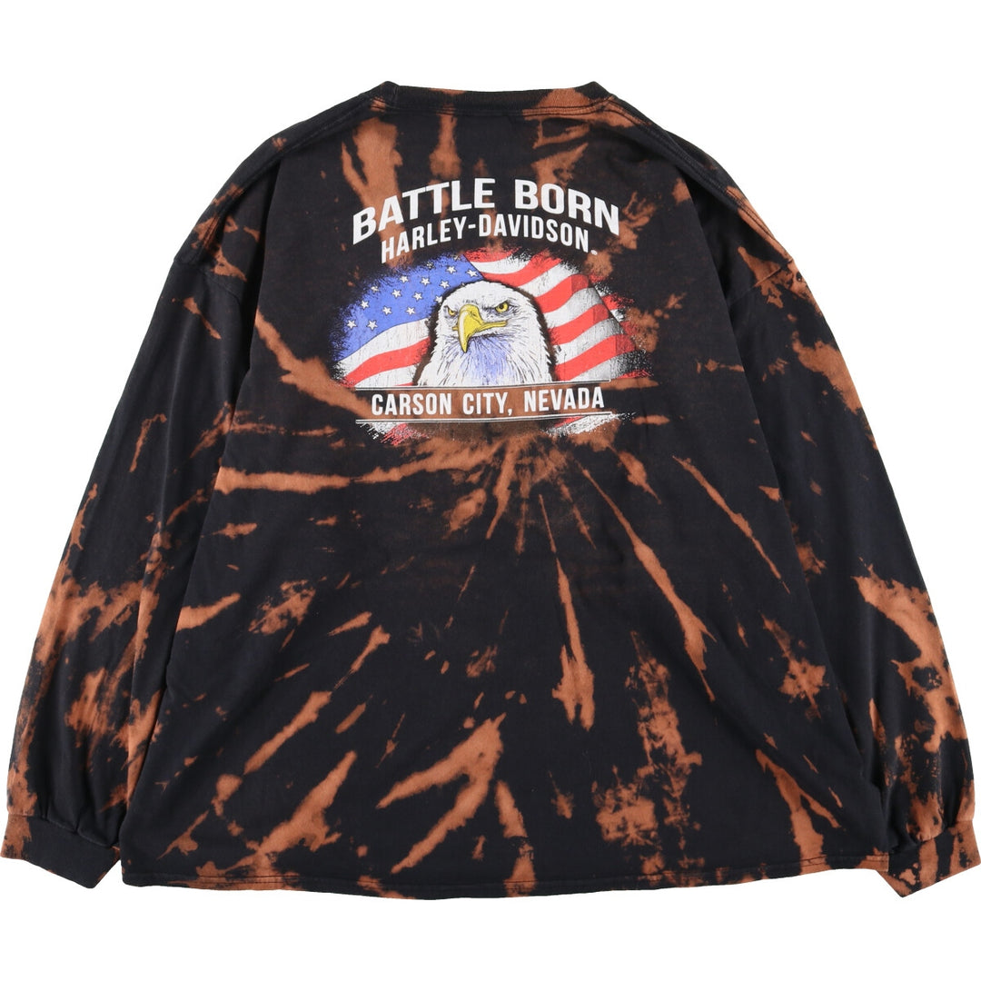 Big Size Harley-Davidson Tie-dye Pattern Eagle Pattern Long T-shirt Men's XXXL /eaa460504