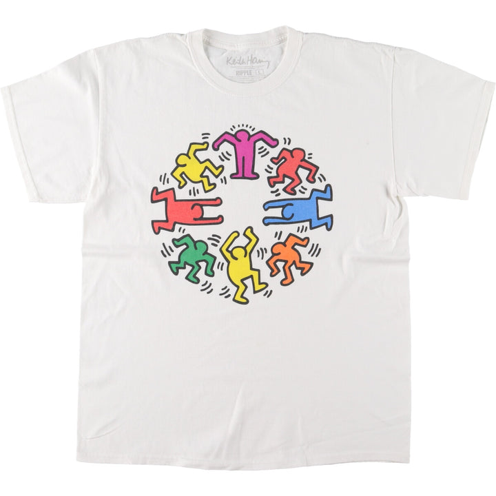 Keith Haring KEITH HALING Print Art T-shirt Men's L /eaa460547