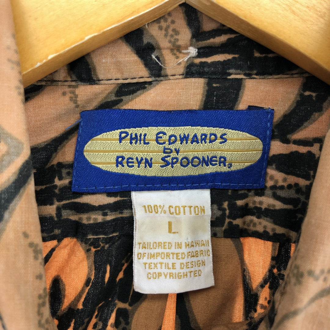 Reyn Spooner PHIL EDWARDS All-over Print Pullover Button-Down Hawaiian Aloha Shirt Made in Hawaii Men's L /eaa460612