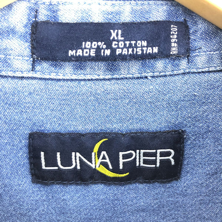 LUNA PIER Long Sleeve Button-Down Denim Shirt Men's XL /eaa460671