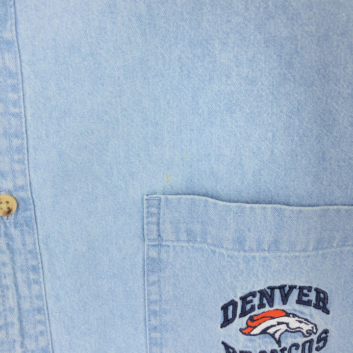 THE EDGE NFL DENVER BRONCOS Denver Broncos Long Sleeve Button Down Denim Shirt Men's XL /eaa460675