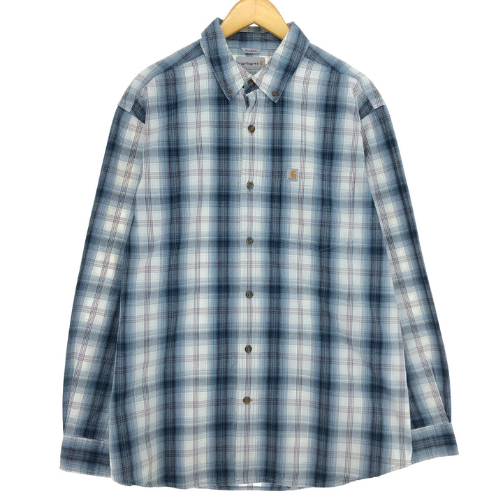 Carhartt RELAXED FIT Long Sleeve Button Down Check Shirt Men's L /eaa460681