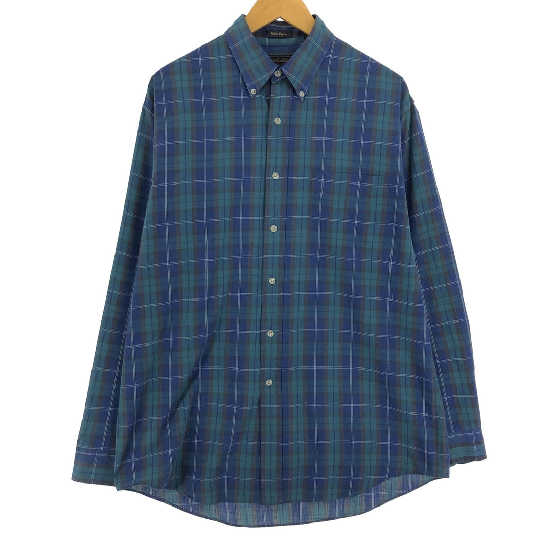 90'S Eddie Bauer Marin Poplin Long Sleeve Button-Down Check Shirt Men's L Vintage / eaa460693