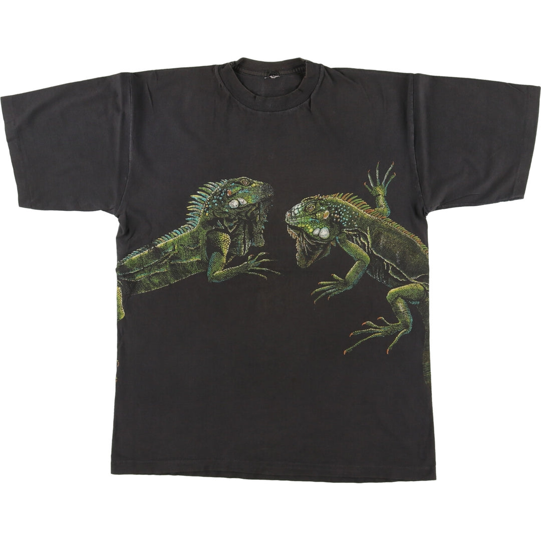 Iguana Pattern Animal T-shirt Men's L Vintage / eaa460696