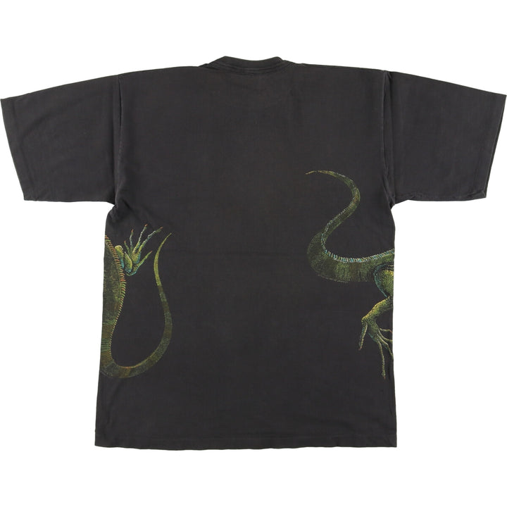 Iguana Pattern Animal T-shirt Men's L Vintage / eaa460696