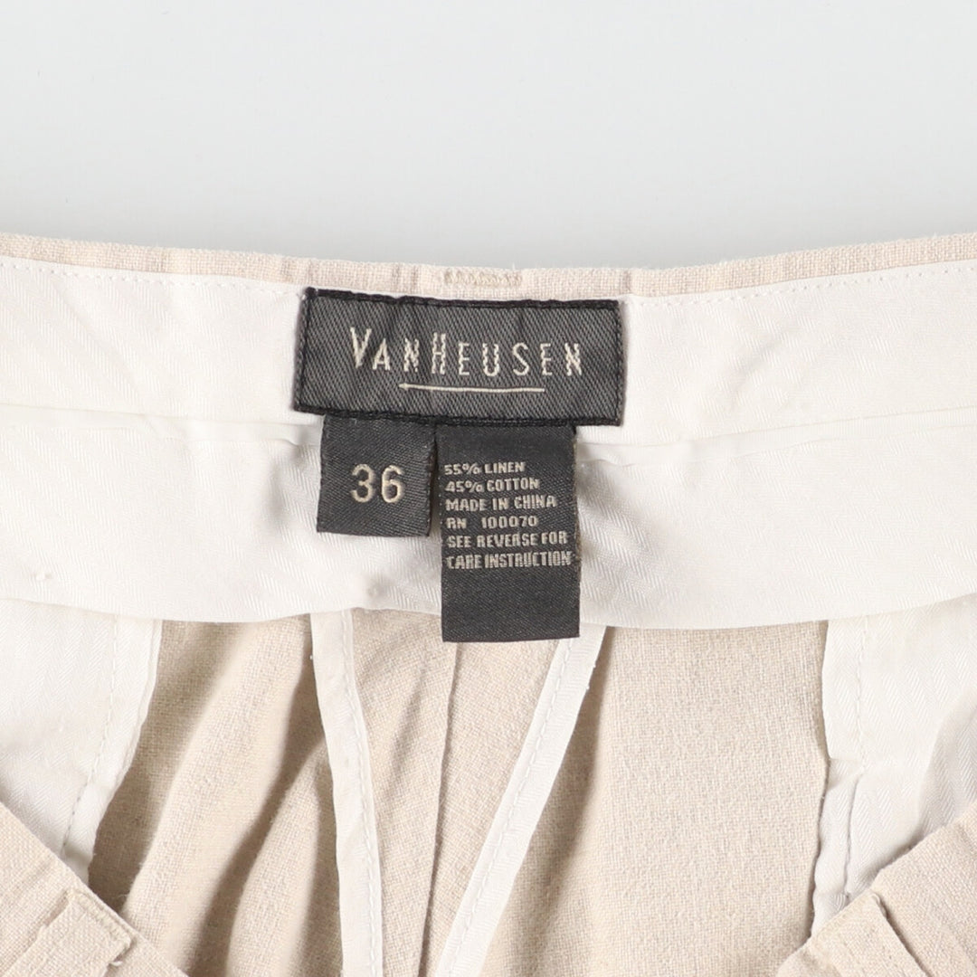 VAN HEUSEN Two-pleat cotton x linen shorts, short pants, men's size w37 / eaa460716