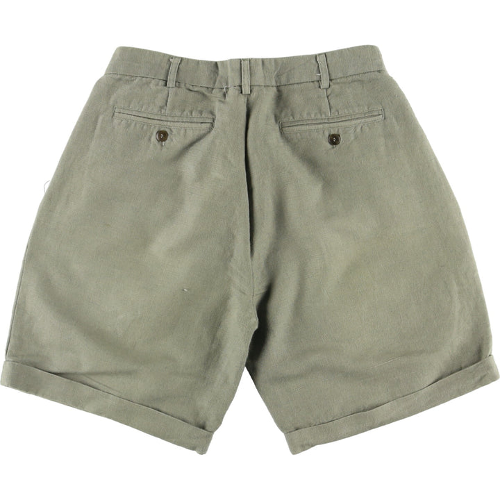 NEW RIVER Three-tuck cotton x linen shorts, short pants, men's size w31 linen Khaki type Vintage Second Hand