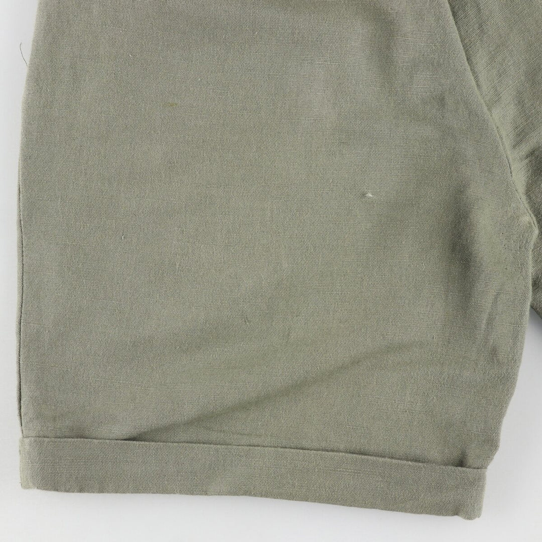 NEW RIVER Three-tuck cotton x linen shorts, short pants, men's size w31 linen Khaki type Vintage Second Hand